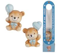 Doni Bomboniere Battesimo 1 pz Orsetto Maschietto con Fiocco Celeste Primo Complenno E Palloncino Assortito in Due Modelli Idee Regalo Complete Originali Economiche