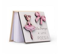 Doni Bomboniere Battesimo 1 pz Porta Post It con Ballerina Primo Compleanno Comunione Tutu Rosa Fiocco E Frase La Danza Ãˆ Una Poesia sulla Copertina Idee Regalo Complete Originali Economiche