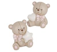 Doni Bomboniere Battesimo 1 pz Salvadanaio A Forma di Orsetto Compleanno Assortito in Due Modelli con Stella E Cuore tra Le Mani Idee Regalo Complete Originali Economiche