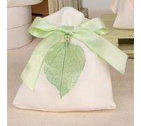 Doni Bomboniere Battesimo 12PZ Sacchettino per Confetti Bianco E Prima Comunione Santa Cresima Matrimonio Anniversario Feste 18 Anni Foglia Verde Salvia Idee Regalo Complete Originali Economiche