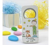 Doni Bomboniere Battesimo Apribottiglie con Raffigurazione del Piccolo Comunione Compleanno Principe Vole E Campana Rosa Scritta L'Essenziale È Invisibile agli Occhi Idee Regalo Complete Originali