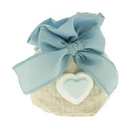 Doni Bomboniere Battesimo Bambino 12 pz Sacchettini Portaconfetti Celeste in Juta con Fiocco e Cuore Baby Shower Segnaposto Confettata Utili Fai da Te Celeste Originali Bimbo