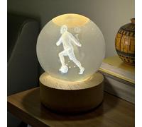 Doni Bomboniere Compleanno pz Lamapada LED A Sfera in Vetro con Base in Legno Comunione Cresima Immagine Calciatore Azione Idee Regalo Modulo LED Luce Complete Originali Economiche
