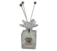 Doni Bomboniere Comunione 1 pz Diffusore Ambiente Tappo Color Argento con Fiore in Vetro Placchetta A Forma di Cuore su Mano Raffigurazione Simboli Sacri Calice Ed Ostia Idee Regalo Maxi