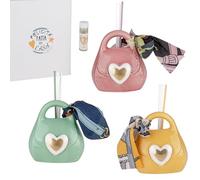 Doni Bomboniere Comunione 1 pz Diffusore Essenza A Forma di 18 Anni Compleanno 40 30 Borsetta Cpn al Centro Un Cuoricino con Dettagli Dorati sul Manico Foulard Legato Idee Regalo Complete Originali