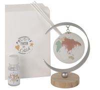 Doni Bomboniere Comunione 1 pz Diffusore Essenza A Forma di Cresima Matrimonio Anniversario Mappamondo con Continenti Colorati Base in Legno E Supporto Metallo Idee Regalo Complete Originali