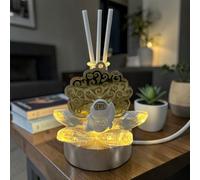 Doni Bomboniere Comunione 1 pz Lampada LED con Fiore in Cristallo con Provetta Profumatore per Ambiente con Applicazione Oro Comunione con Calice e Ostia Idee Regalo Complete Originali Economiche