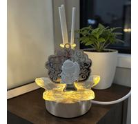 Doni Bomboniere Comunione 1 pz Lampada LED con Fiore in Cristallo con Provetta Profumatore per Ambiente con Applicazione Argento Comunione con Calice e Ostia Idee Regalo Complete Originali Economiche