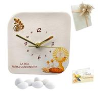 Doni Bomboniere Comunione 1 pz Orologio in Ecopelle con Stampa con Simboli Sacri Calice ed Ostia Regalo Originali Personalizzabile Artigianale Originale Complete (MOD. 22-12 x 12 cm)
