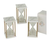 Doni Bomboniere Comunione 1 pz Particolare Clessidra con Base Quadrata Cresima Matrimonio Anniversario Scritte Assortite: Scegli Sempre La Felicità Gioia Fortuna Idee Regalo Complete Originali