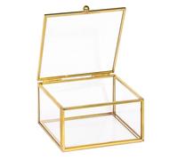 Doni Bomboniere Comunione 1 pz Scatola in Vetro Portatutto con Cresima Matrimonio Anniversari Bordi Dorati Quadrata Idee Regalo Complete Originali Economiche