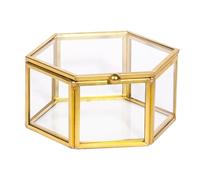 Doni Bomboniere Comunione 1 pz Scatola in Vetro Portatutto con Cresima Matrimonio Anniversari Bordi Dorati Esagonale Idee Regalo Complete Originali Economiche