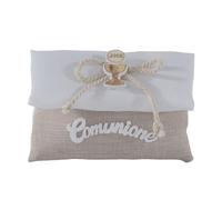 Doni Bomboniere Comunione 12 pz Sacchetto Confetti A Bustina con Scritta Fiocchetto in Corda E Simboli Sacri Calice Ostia Idee Regalo Complete Originali Economiche