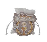 Doni Bomboniere Comunione 12 pz Scatolina per Confetti con Sacchetto Tiranti E sul Davanti Simboli Sacri della Calice Ostia La Scritta Idee Regalo Complete Originali Economiche
