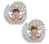 Doni Bomboniere Cresima 1 pz Angioletto con Aoreola E tra Le Mani Cuore O Stella Vestito Simboli Sacri Cresimasu Base Bianca Scritta La Felicità Ãˆ nel Tuo alle Spalle Un Albero della Vita Idee