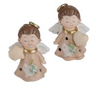 Doni Bomboniere Cresima 1 pz Lampada LED Angioletto con Stella O Cuore tra Le Mani Aureola E Simboli Sacri sul Vestito Traforato Idee Regalo Complete Originali Economiche