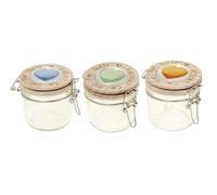 Doni Bomboniere Ingrosso e Risparmio Bomboniera Matrimonio 6 PZ Barattolino Vetro Chiusura Ermetica in Legno con Cuore Colorato Portaspezie Portaconfetti Comunione Cresima (Grande)