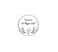 Doni Bomboniere Kit 35 Etichette Adesive Comunione o Cresima con Simbolo Croce e Foglie, per sacrmenti Comunione e Cresima