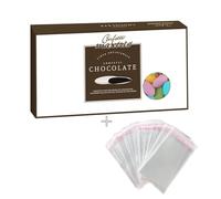 Doni Bomboniere Kit Confezione 1Kg Confetti Gusto Cioccolato Ricoperti Multicolor + 50 pz Bustine Portaconfetti Trasparenti per Nascita Compleanno Anniversario Laurea Made in Italy
