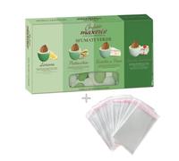 Doni Bomboniere Kit Confezione 1Kg Confetti Sfumati Verde con Mandorla Ricoperta + 50 pz Bustine Portaconfetti Trasparenti per Matrimonio Nascita Comunione Anniversario Laurea Made in Italy