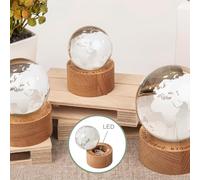 Doni Bomboniere Laurea 1 pz Mappamondo con Luce LED Appassionati Viaggio Emisferoo Lucina Lampada Feste A Tema Comunione Cresima Matrimonio Notturna Base Legno Scritta Felicità Amore Sogni (Mis. 01)