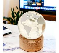 Doni Bomboniere Laurea 1 pz Mappamondo con Luce LED Appassionati Viaggio Emisferoo Lucina Lampada Feste A Tema Comunione Cresima Matrimonio Notturna Base Legno Scritta Felicità Amore Sogni (Mis. 03)
