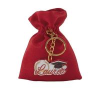 Doni Bomboniere Laurea 12 pz Sacchettino Portaconfetti con Portchiavi Scritta Corona D'Allore Tocco E Pergamena Idee Regalo Complete Originali Economiche