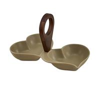 Doni Bomboniere Matrimonio 1 pz Antipastiera Composta da Due Ciotoline E Forma di Cuore Unite tra Loro con al Centro Un Manico in Legno per Poterla Trasportare più Agevolmente. Idee Regalo Complete