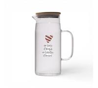 Doni Bomboniere Matrimonio 1 pz Brocca con Coperchio Decorata Anniversario Cuore E Frase Un Sorso d'Acqua Un Battito d'Amore Idee Regalo Complete Originali Economiche