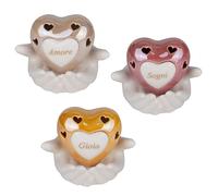 Doni Bomboniere Matrimonio 1 pz Lampada LED A Forma di Anniversario Cuore Traforato Assortito con Tre Parole Significative Amore Sogni Gioia Poggiato su Mani Unite Idee Regalo Complete