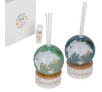 Doni Bomboniere Matrimonio 1 pz Profumatore Ambiente con Planisfero Assortiito Anniversario in Due Colori Base Legno Parole Emozioni E Felicità Idee Regalo Complete Originali Economiche