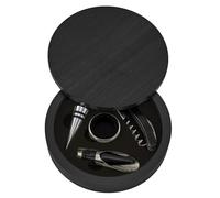 Doni Bomboniere Matrimonio 1 pz Set Vino da 4 Pezzi Anniversario Confezione A Forma Rotonda Che Si Apre metà E Contiene Accessori: Cavatappi Tappo Anello Salvagoccia Versatore Idee Regalo Complete