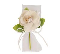 Doni Bomboniere Matrimonio 12 pz Rametto con Fiore Foglie Comunione Cresima Compleanno Battesimo Anniversario alle Spalle Un Fiocco in Organza Idee Regalo Complete Originali Economiche
