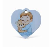 Doni Bomboniere Nascita 1 pz Ciondolo A Forma di Cuore Battesimo con Orsetto E Bimbo Idee Regalo Complete Originali Economiche