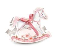 Doni Bomboniere Nascita 10PZ Scatolina per Confetti A Forma Battesimo Baby Shower di Cavallo Dondolo Rosa con Delicati Fiorellini Idee Regalo Complete Originali Economiche