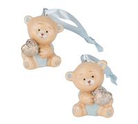 Doni Bomboniere Nascita 12 pz Appendino Tenero Orsetto Celeste Bimbo Primo Compleanno con Cuoricino tra Le Mani Assortito in Due Modelli Idee Regalo Complete Originali Economiche