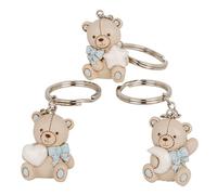 Doni Bomboniere Nascita 12PZ Portachiave A Forma di Orsetto Battesimo Babyshower Assortito in Tre Modelli con Luna Cuoricino E Stellina tra Le Mani Idee Regalo Complete Originali Economiche