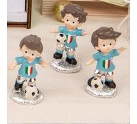 Doni Bomboniere Nascita 12PZ Statuina con Calciatore Maglia Gadget Festa Tema Calcio Pensierini Prima Comunione Finefesta Aprifesta Calamita Nazionale Italia Giocatore Confettata della E Pallone