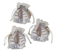 Doni Bomboniere Nascita 6PZ Scatolina A Forma di Barchetta Battesimo Matrimonio Comunione Cresime Compleanni Anniversari Feste Tema Mare con Sacchettino Porta Confetti Idee Regalo Complete Originali