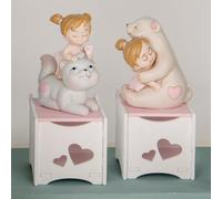 Doni Bomboniere Nascita 6PZ Scatolina Porta Confetti Traforata con Tenerezza Amore E Amicizia per Battesimo Primo Compleanno Feste Tema Animaletti Gli Animali Cuoricini Statuina Tenera Bambina