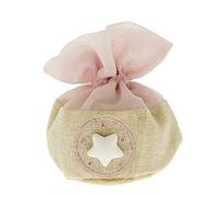 Doni Bomboniere Nascita Bambina 12 pz Sacchettini a Palla Portaconfetti in Juta Avana Organza Rosa con Gessetto Stellina Centrale Battesimo Compleanno Bimba Evento Fai da Te