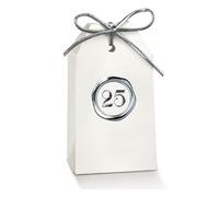 Doni Bomboniere Nozze 10PZ Scatola per Confetti A Forma Argento di Tag con Davanti Stampa Caldo del Numero 25 Idee Regalo Complete Originali Economiche