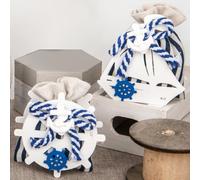 Doni Bomboniere Prima 6PZ Scatolina Portaconfetti Assortita Barchetta E Comunione Santa Cresima Primo Compleanno Feste Tema Mare Matrimonio Anniversario Timone con Fiocco Blu Bianco Applicazione