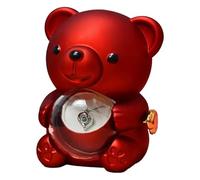 Doni Bomboniere San 1 pz Orsetto Rosso Realizzato in Materiale Valentino Rigido Che Sembra Mantenere Una Sfera Trasparente Plexiglass Contenente da Un Lato Rosa Rossa Stabilizzata E Attraverso Il