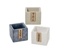 Doni Bomboniere Set 1 pz Vaso in Terracotta con Cubo con Scritta in Legno Assortiti in Colori Diversi - Porta Piantine Succulenti Cactus - Regalo Bomboniere Evento