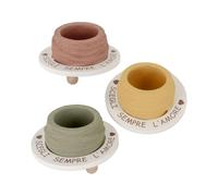 Doni Bomboniere Set 1 pz Vaso in Terracotta Tondo con Cerchio in Legno Bamboo con Scritta Assortito in Colori Diversi - Porta Piantine Succulenti Cactus - Regalo Bomboniere Evento