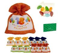 Doni Bomboniere Set 18 Anni 12 Sacchettini portaconfetti Assortiti in Colori Diversi Scritta 18 Diciotto Bustine Confetti Multicolor Cioccolato Nastro Incluso Bigliettini Personalizzabili