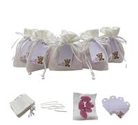 Doni Bomboniere Set Battesimo Bimba 12 Sacchetti Juta Bianco Portaconfetti con Tag con Orsacchiatto Rosa Personalizzabile Bustine Confetti Rosa al Cioccolato Kit Fai da Te Primo Compleanno Nascita