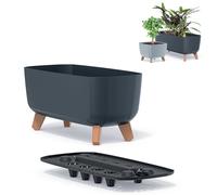 Prosperplast Gracia Case - Vaso da fiori rettangolare, 19,5 x 39 x 18,7 cm, per interni ed esterni, con inserto rimovibile, colore: Antracite