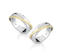 Donipreziosi Anello Personalizzato in Argento 925 con Filo Oro, Made in Italy - Fedina Personalizzabile con Incisione Nome e Data - Fede Elegante Ipoallergenica con Certificato (Singolo)